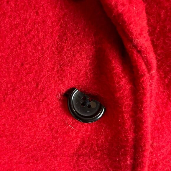 J. Crew Women's Red Boiled Wool Overcoat Size 4 Long Sleeve Casual - Picture 4 of 9